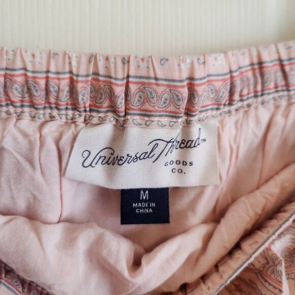 Universal Thread Pink Paisley Print Ruffle Mini Skirt M Elastic Waist Lightweigh - Picture 4 of 7